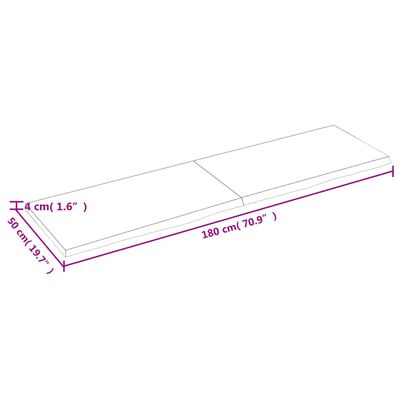 vidaXL Bathroom Countertop 180x50x(2-4) cm Untreated Solid Wood