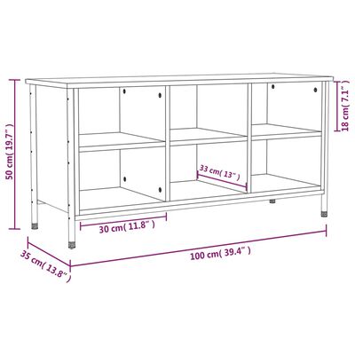 vidaXL Shoe Cabinet Sonoma Oak 100x35x50 cm Engineered Wood