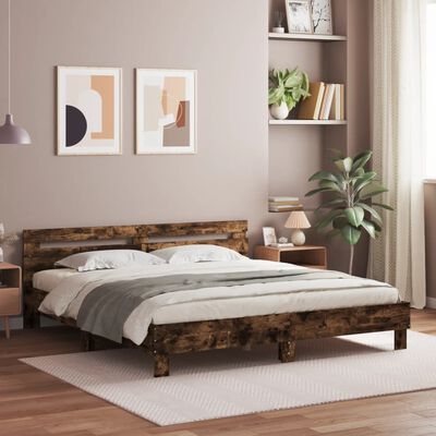 vidaXL Bed Frame without Mattress Smoked Oak 160x200 cm