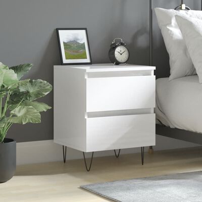 vidaXL Bedside Cabinet High Gloss White 40x35x50 cm Engineered Wood