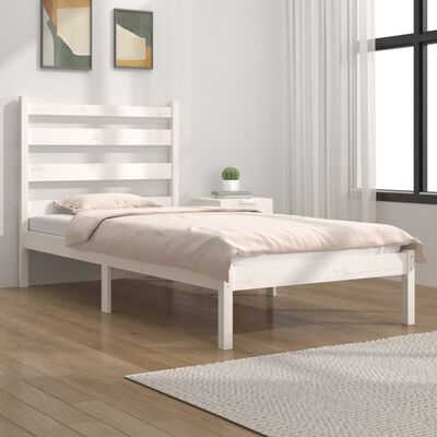 vidaXL Bed Frame without Mattress White Solid Wood 100x200 cm (810008+818406)