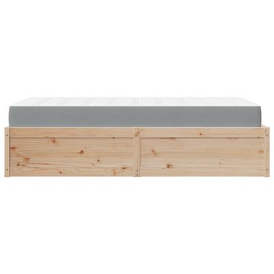 vidaXL Bed with Mattress 90x190 cm Single Solid Wood Pine