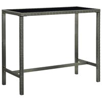 vidaXL Garden Bar Table Grey 130x60x110 cm Poly Rattan and Glass