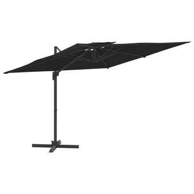 vidaXL Double Top Cantilever Garden Parasol Black 400x300 cm