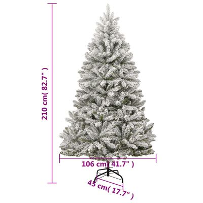 vidaXL Artificial Hinged Christmas Tree 300 LEDs & Ball Set 210 cm