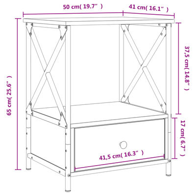 vidaXL Bedside Tables 2 pcs Brown Oak 50x41x65 cm Engineered Wood