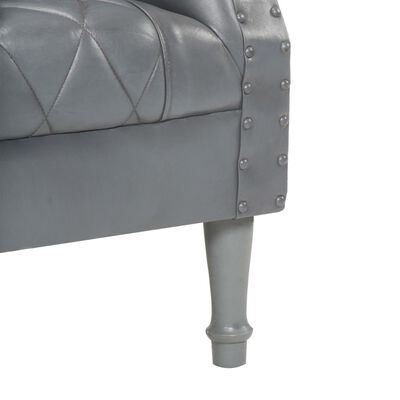 vidaXL Tub Chair Grey Real Goat Leather