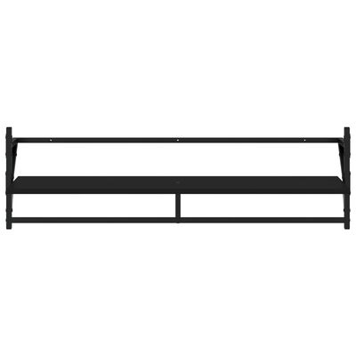 vidaXL 6 Piece Wall Shelf Set with Bars Black Engineered Wood