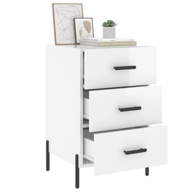 vidaXL Bedside Cabinet High Gloss White 40x40x66 cm Engineered Wood