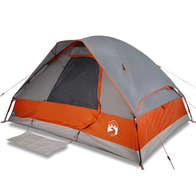 vidaXL Family Tent Dome 6-Person Grey and Orange Waterproof