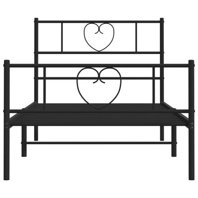 vidaXL Metal Bed Frame without Mattress with Footboard Black 107x203 cm