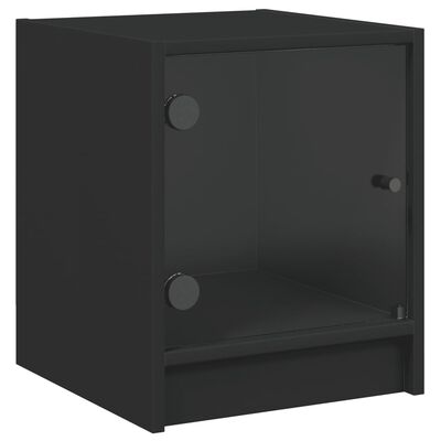 vidaXL Bedside Cabinets with Glass Doors 2 pcs Black 35x37x42 cm