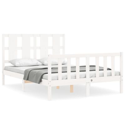 vidaXL Bed Frame without Mattress White Small Double Solid Wood Pine