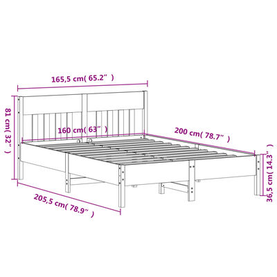 vidaXL Bed Frame without Mattress White 160x200 cm Solid Wood Pine