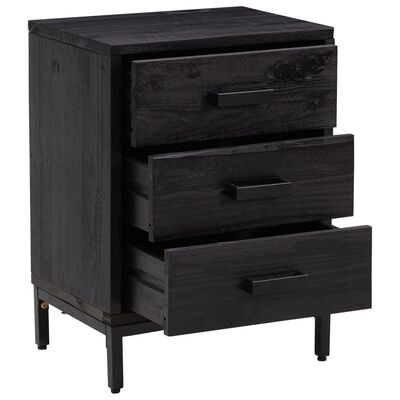 vidaXL Bedside Cabinet Black 36x30x54 cm Solid Pinewood