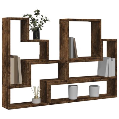 vidaXL Wall Shelf Smoked Oak 96x12x64 cm Engineered Wood