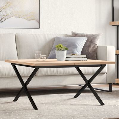 vidaXL Coffee Table X-Frame 80x80x45.5 cm Solid Wood Pine and Cast Iron