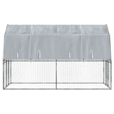 vidaXL Bird Cage with Roof and Door Silver Galvanised Steel