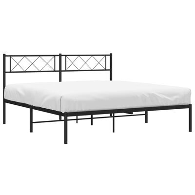 vidaXL Metal Bed Frame without Mattress with Headboard Black 120x200 cm