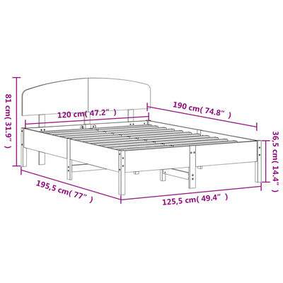 vidaXL Bed Frame without Mattress White 120x190 cm Small Double Solid Wood Pine