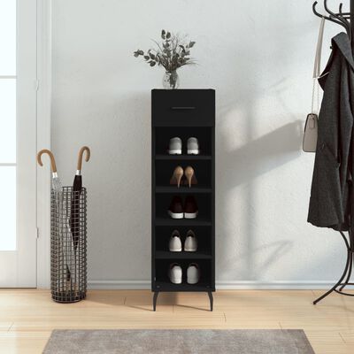 vidaXL Shoe Cabinet Black 30x35x105 cm Engineered Wood