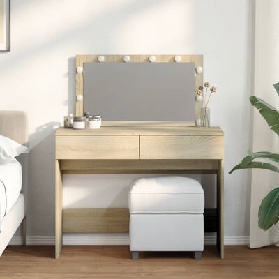 vidaXL Dressing Table with LED Sonoma Oak 100x40x120 cm