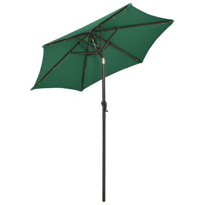 vidaXL Garden Parasol with LED Lights Green 200x211 cm Aluminium