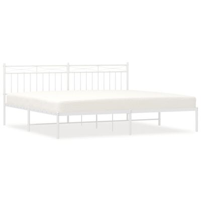 vidaXL Metal Bed Frame without Mattress with Headboard White 200x200 cm