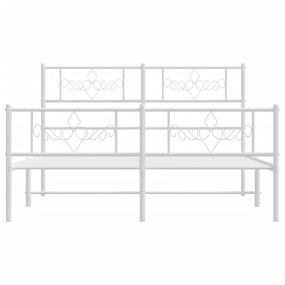 vidaXL Metal Bed Frame without Mattress with Footboard White 140x190 cm