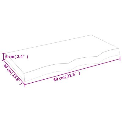 vidaXL Table Top 80x40x(2-6) cm Untreated Solid Wood Oak