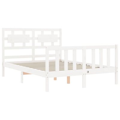 vidaXL Bed Frame without Mattress White Double Solid Wood Pine