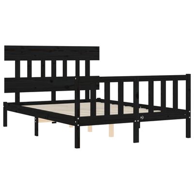 vidaXL Bed Frame without Mattress Black Small Double Solid Wood Pine