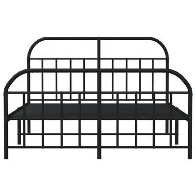 vidaXL Metal Bed Frame without Mattress with Footboard Black 160x200 cm