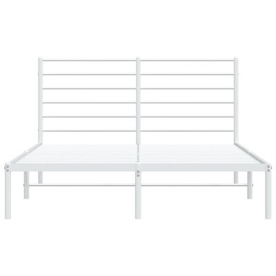 vidaXL Metal Bed Frame without Mattress with Headboard White 140x200 cm