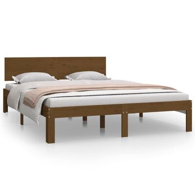 vidaXL Bed Frame without Mattress Honey Brown Solid Wood Pine 140x200 cm