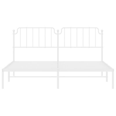 vidaXL Metal Bed Frame without Mattress with Headboard White 180x200 cm Super King