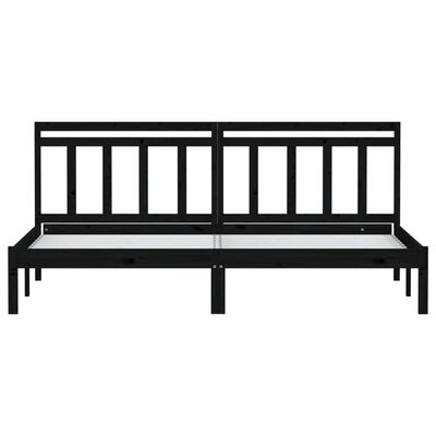 vidaXL Bed Frame without Mattress Black Solid Wood 200x200 cm (810041+814118)