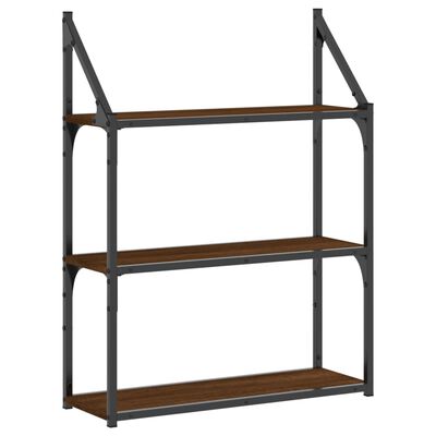 vidaXL 3-Tier Wall Shelf Brown Oak 60x21x78.5 cm Engineered Wood