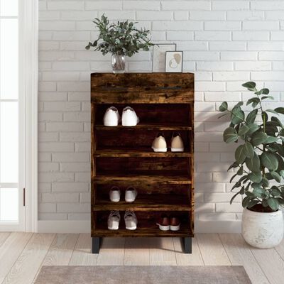 vidaXL Shoe Cabinet Smoked Oak 60x35x105 cm Engineered Wood