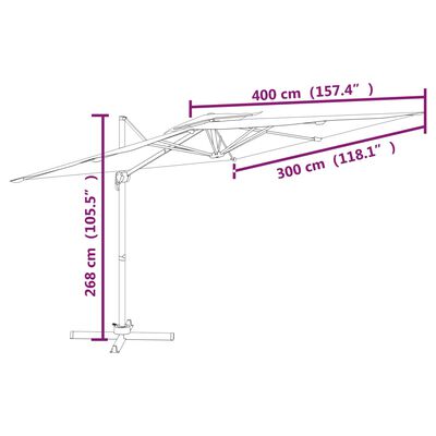 vidaXL Double Top Cantilever Garden Parasol Black 400x300 cm