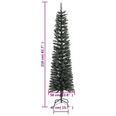 vidaXL Artificial Slim Christmas Tree with Stand Green 210 cm PVC