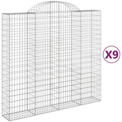 vidaXL Arched Gabion Baskets 9 pcs 200x50x180/200 cm Galvanised Iron