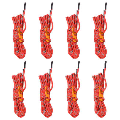 vidaXL Tent Guy Ropes with Spanners Reflective 8 pcs 4 m 4 mm