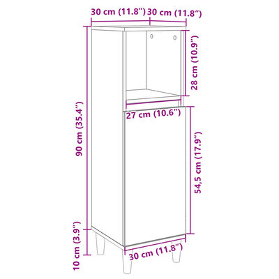 vidaXL Bathroom Cabinet Sonoma Oak 30x30x100 cm Engineered Wood