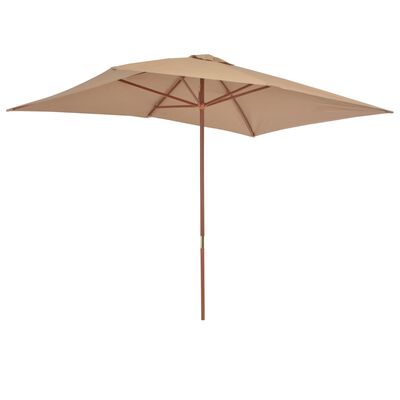 vidaXL Garden Parasol with Wooden Pole 200x300 cm Taupe