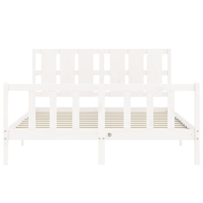 vidaXL Bed Frame without Mattress White King Size Solid Wood Pine