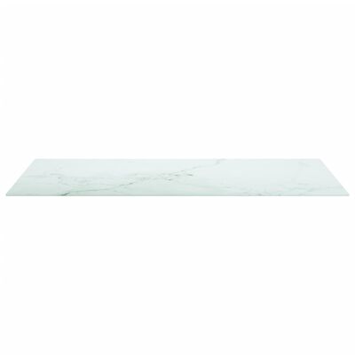 vidaXL Table Top White 100x50 cm 6mm Tempered Glass with Marble Design