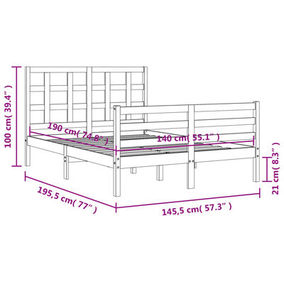 vidaXL Bed Frame without Mattress 140x190 cm Solid Wood