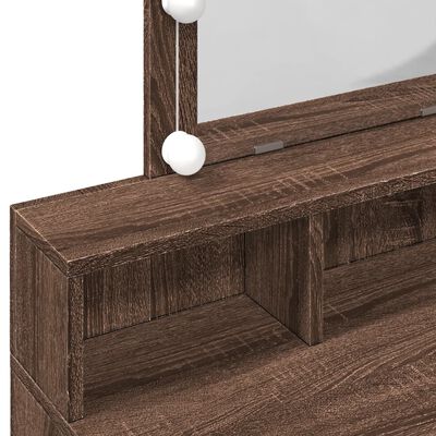 vidaXL Dressing Table with LED Brown Oak 80x41x144.5 cm