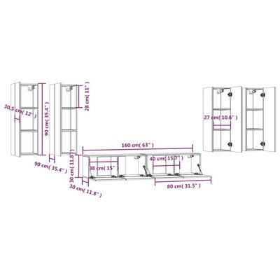 vidaXL 6 Piece TV Cabinet Set Sonoma Oak Engineered Wood